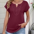 thumbnail image 6 of Endives Women Short Sleeve T Shirts Casual Blouses V Neck Bohemian Staly Tops Spring Summer Trendy Wine, 6 of 7