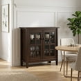 thumbnail image 3 of Simpli Home Warm Shaker 32 inch Wide Solid Wood Transitional Low Storage Cabinet in Tobacco Brown, 3 of 12