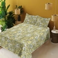 thumbnail image 2 of Ambesonne Floral Boho Fitted & Flat Sheet with Sham 3 Pcs Set, Japanese Spring Floral, Twin, Pale Green Off White, 2 of 5