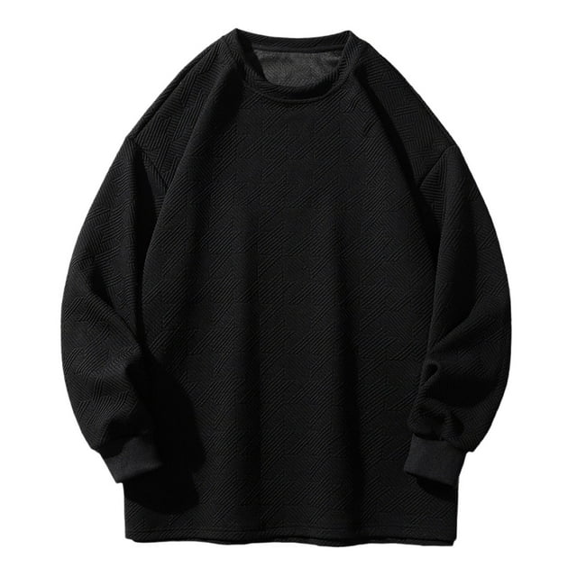 Yuyuzo Chandails Grande Taille pour Hommes Col Rond Décontracté Automne Manches Longues Doux Chandail Ample