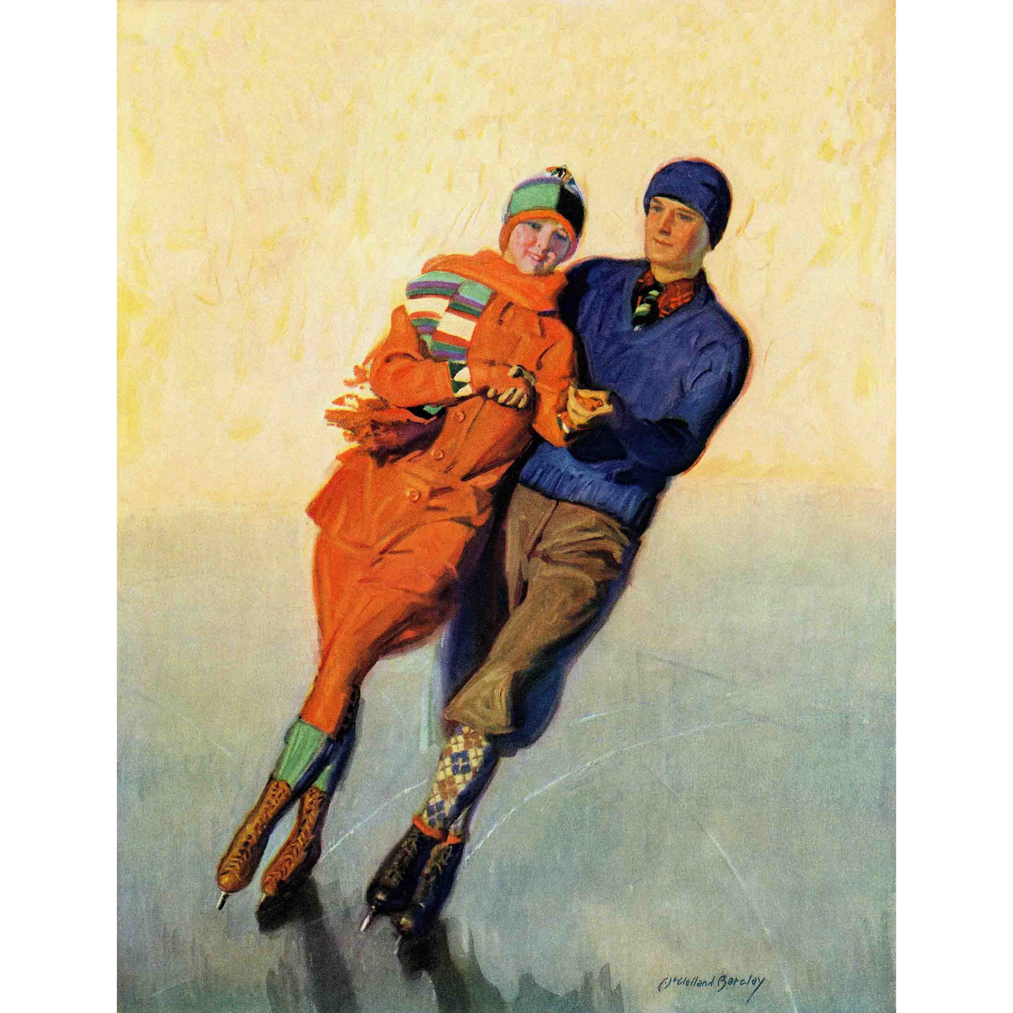 Marmont Hill Skating Couple by McClelland Barclay Painting Print on Canvas