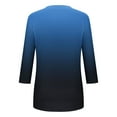 thumbnail image 3 of Fesfesfes Women's Notched V-Neck Blouses Summer Multi-Color Gradient Oversize 3/4 Sleeve T-shirt Soft Stretch Fabric Summer Casual Tops (Navy,3XL), 3 of 4