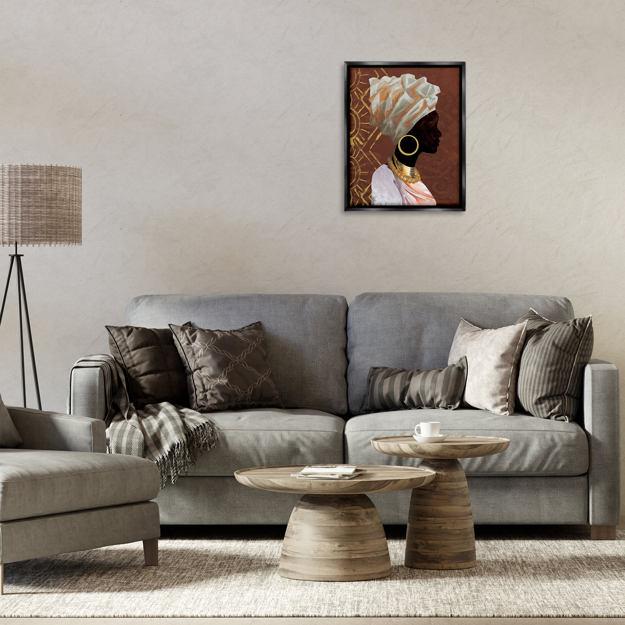 Stupell Industries Traditional Portrait of Woman Novelty Painting Black Floater Framed Art Print Wall Art, 17 x 21