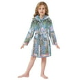 thumbnail image 6 of FORMRS Niños Bathrobe Unisex Hooded Robe Soft Plush Pajamas Sleepwear, Size 4-6T, Blue Floral Window, 6 of 7