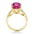 thumbnail image 3 of Gem Stone King 4.26 Cttw Pure Pink Mystic Topaz and White Created Sapphire 18K Yellow Gold Plated Silver Ring for Women | Gemstone Birthstone | Available in Size 5, 6, 7, 8, 9, 3 of 6