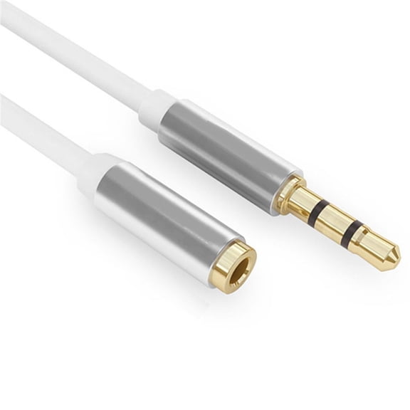 Copper wire Earphone Stereo Gold Plated Plug Male to Female Audio Extension Cable Aux Cord Extender WHITE 3M