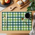 thumbnail image 2 of Placemats 1 Pack, Farmhouse Checkered Woven Placemat, Linen Place Mats for Kitchen/Dining Tables, St.Patrick's Day Vintage Plaid Washable Table Mats for Party, 2 of 8