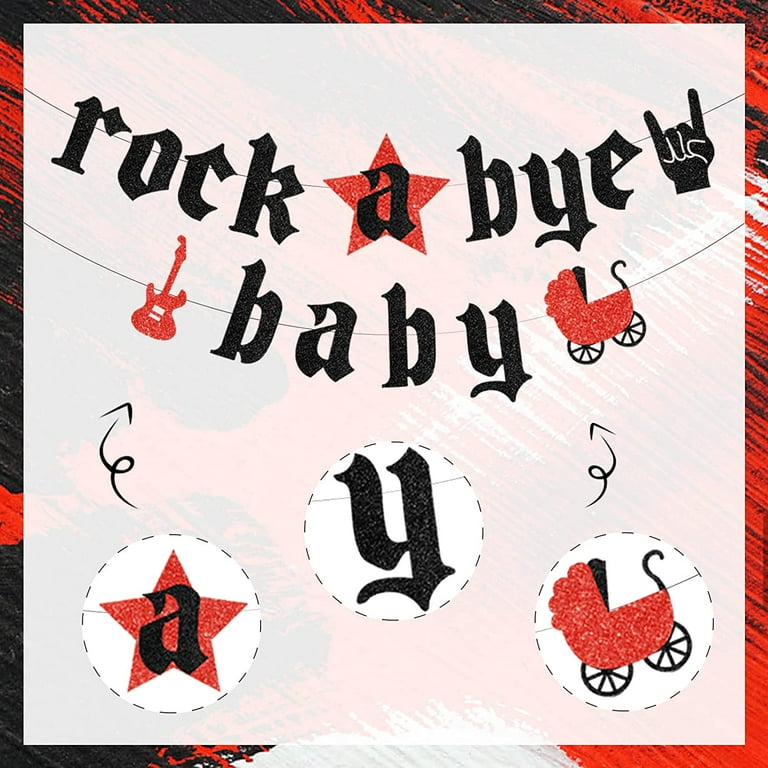 25 decorazioni per feste rock and roll includono banner glitterati Born to Rock, vortici da appendere e roll e centrotavola a nido d'ape per feste di compleanno baby shower