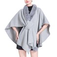 thumbnail image 1 of Knitted Solid Color Cape Shawl, Elegant Faux Collar for Women, 1 of 8