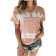 thumbnail image 2 of Chemises à Manches Courtes pour Femmes Hauts d'Été Tendance 2023 Mode Féminine T-shirt Imprimé à Manches Courtes Blouse Col Rond Hauts Décontractés, 2 of 5