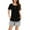 Black, variant on Womens Summer Outfits 2 Piece Ruched Round Neck Short Sleeve Tees Striped Shorts Loose Lounge Sets