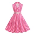 thumbnail image 3 of JAJAHO Girls Vintage Dresses Polka Dot 50S Girl Dress Summer Sleeveless Notched Lapel Flowy Swing A-Line Midi Dress Formal Party Wear For Kids 3-8Y, 3 of 3