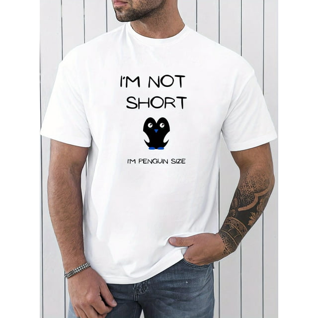 Super Cute Penguin Print Men's Round Neck Short Sleeve Fashion Regular Fit T-Shirt Top For Spring Summer Holiday Tee For Adult, Men, Women, Teen, Teenager, Adolescent, Youth