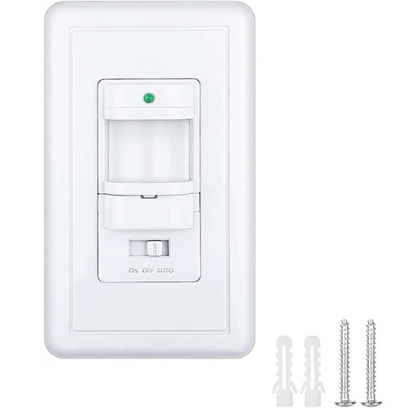 In-Wall PIR Motion Sensor Light Switch， 180°View Occupancy Sensor Switch， Auto ON/Off Wall Sensor Switch Single Pole Neutral Wire