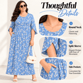 thumbnail image 2 of WUJINXIA Women's Plus Size Dresses 1X to 5X Crewneck Ruffle 3/4 Sleeve Casual Maxi Dress, 2 of 4