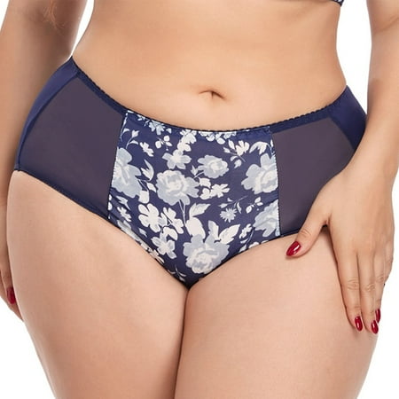 

Plus Size Women Panties Breathable Briefs Lingerie Sexy Printed Mesh Underwear
