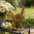 thumbnail image 6 of Rooster Statue European Vintage Style Auspicious Decor, Golden Rooster of Good Fortune Rattan Weave Design Resin Figurine, Rooster Decor for Home Living Room and Desktop, Gold, 6 of 6
