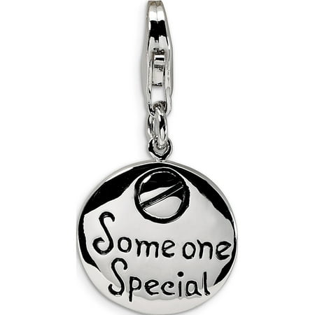 Sterling Silver Round Box Clasp (Leslies Fine Jewelry Designer 925 Sterling Silver Someone Special Inscribed Round w/Lobster Clasp (17x38mm) Pendant Gift Box)