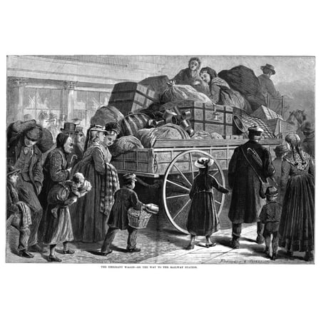 Immigrant Wagon 1873 Na Wagon Carrying Luggage Of Immigrants On The Way To The Railroad Station In New York City Wood Engraving American 1873 Poster Print by Granger