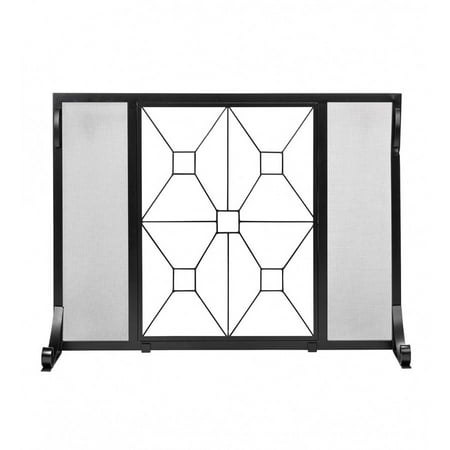 

Plow & Hearth Manhattan Tempered Glass Flat Guard Fire Screen Large - Black