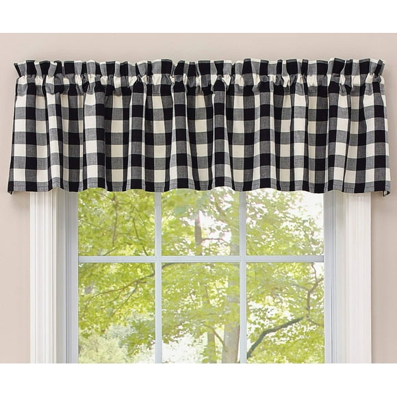 Park Designs Farmhouse Kitchen Valances for Windows - Black & Cream Buffalo Check | Fall Decor Window Valance Curtains | Plaid Curtain Valances for Windows | Boho Living Rooms & Bathrooms | 72" x 14"