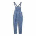 thumbnail image 4 of Migroa Men's Denim Bib Overall Jean Romper Trousers Adjustable Strap Workwear Slim Fit Jumpsuit And Convenient Tool Pockets Blue L, 4 of 8