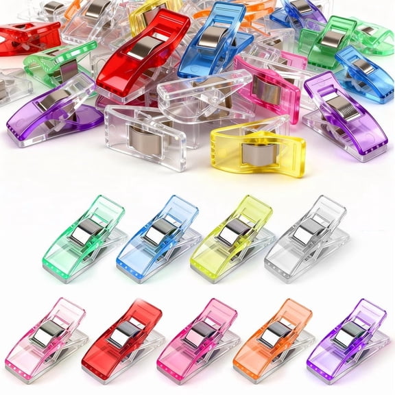 50 Pcs Sewing Clips, Safe Pin Alternative for Fabric & Quilting, 8-Color Plastic Clips for Crafting, Also Perfect as Kitchen Bag & Chip Clips