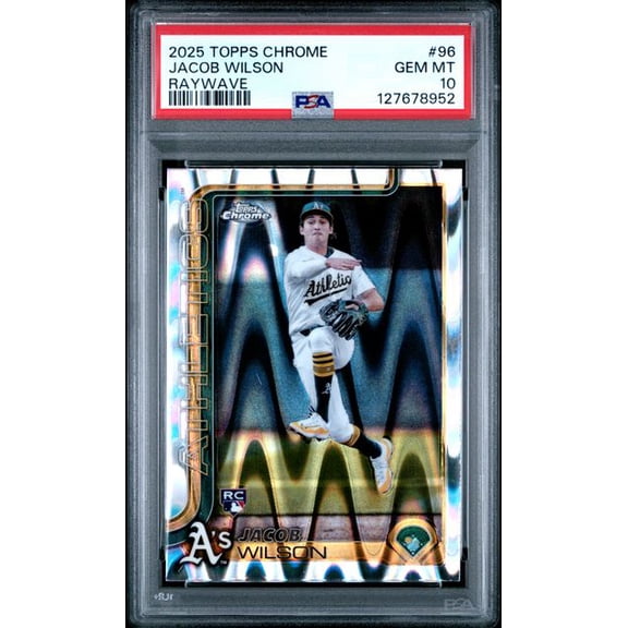 Graded 2025 Topps Chrome Jacob Wilson #96 Raywave Rookie RC Baseball Card PSA 10 Gem Mint