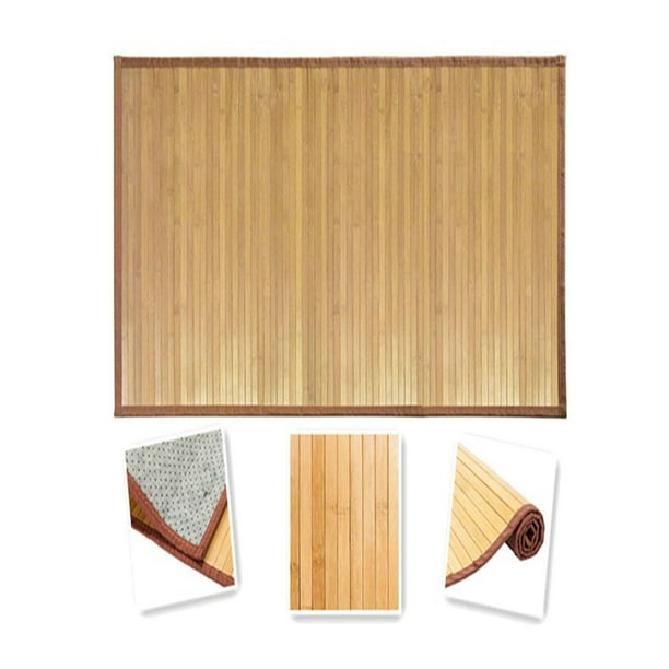 UBesGoo 21" * 34" Couleur Bois Tapis de Bambou Pliable pour Cuisine Intérieure Salle de Bain Extérieure et Chambre à Coucher