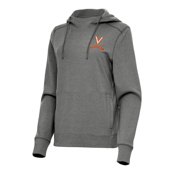 Women's Antigua Heather Charcoal Virginia Cavaliers Justice Pullover Hoodie