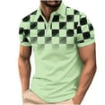 thumbnail image 3 of BiZtdJrK Sales of The Day Lightning, Mens Polo Shirts Short Sleeve Button Lapel Blouses Casual Slim Fit T Shirts Fashion Plaid Summer Shirts Big and Tall Work Tops Green XXXL, 3 of 6
