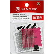 SINGER Assorted Large Eye Needles with Collectible Magnet Storage, Sizes 16-22, 12 Count