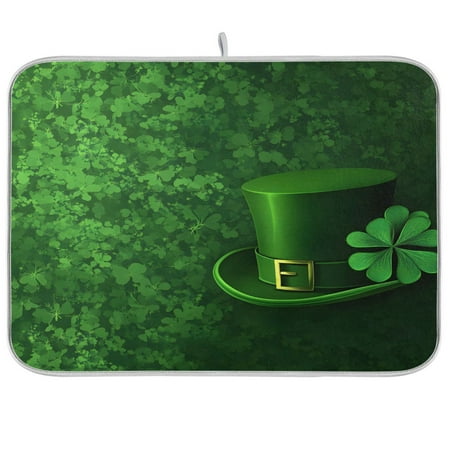 

joogoo St Patrick Leaves Dish Drying Mat Kitchen Counter Absorbent Drying Pad 18x24 in Drainer Rack