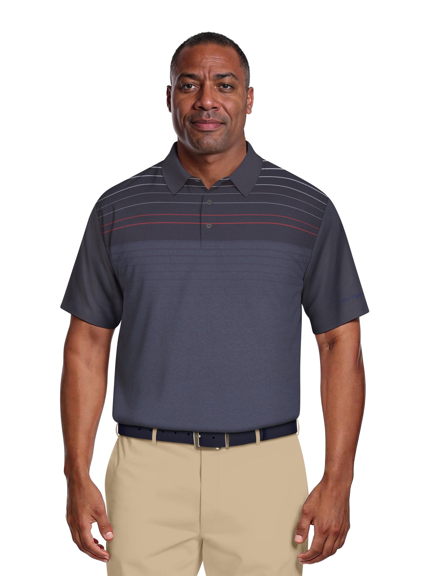 Ben Hogan Men's & Big Men's Performance Heather Chest Striped Print Short Sleeve Golf Polo Shirt, Sizes S-5XL