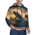 thumbnail image 2 of Naloa Sunset Ocean Whale Men's Casual Hooded Collar Drawstring Hoodies Pullover Sweatshirts Casual Long Sleeve Shirts-XX-Large, 2 of 7