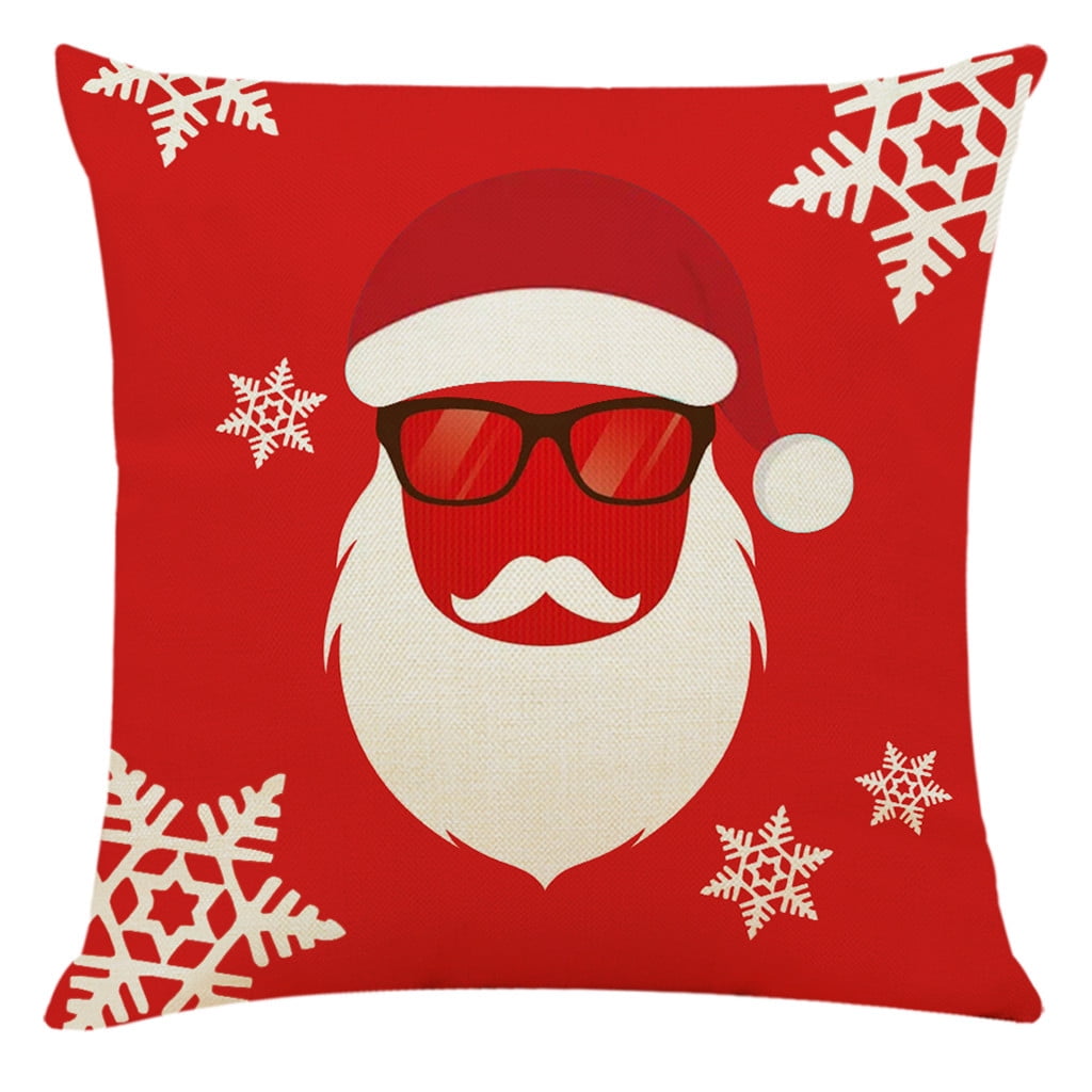 Christmas Pillow Case Santa Cotton Linen Sofa Car Throw Cushion Cover Home Decor 