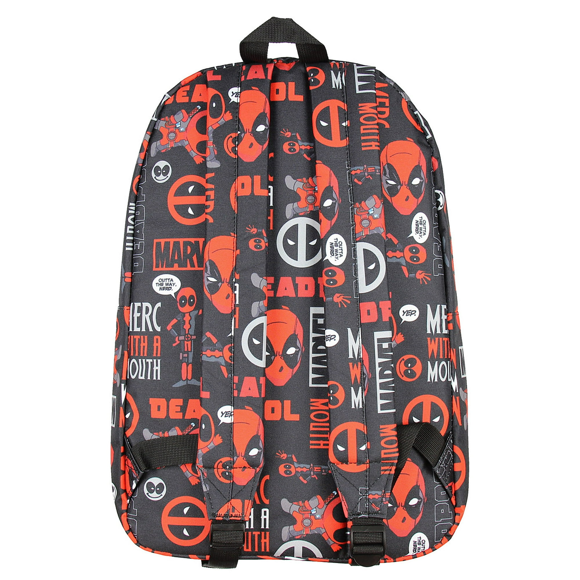 Bioworld Marvel Deadpool Merc With A Mouth Verbiage All Over Print Laptop Backpack Black One Size