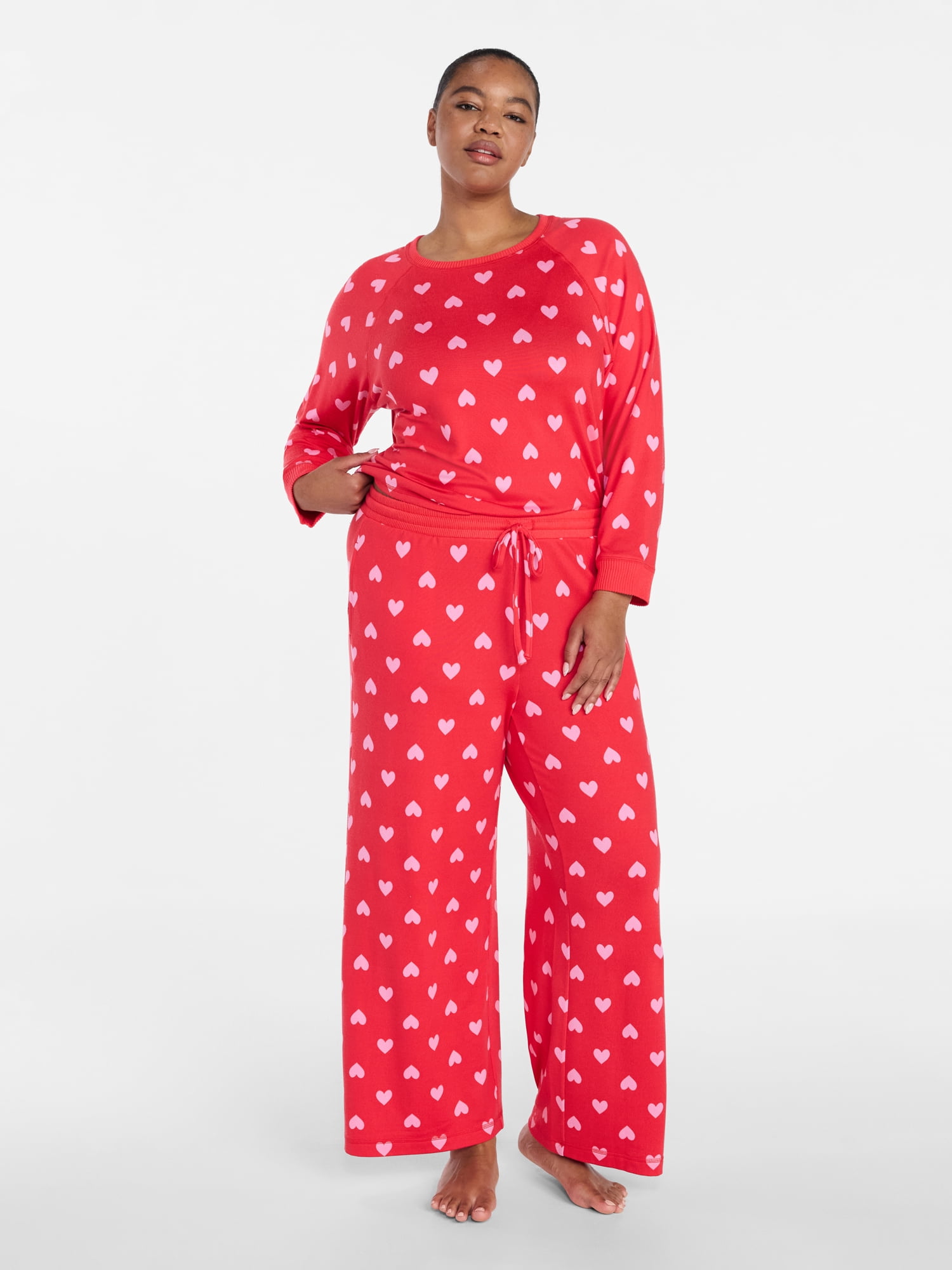 Joyspun Women's Cozy Lounge Collection Hacci Knit Long Sleeve Sleep Top, Sizes XS to 3X