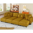 thumbnail image 4 of LLappuil Modular Sectional Sofa, 8 Seat Corduroy Sectional Sofa with Storage, 6 Back Cushion 6 Throw Pillow Yellow, 4 of 8