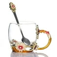 thumbnail image 1 of Tazas de café de cristal hechas a mano con cucharas, tazas de 320 ml, regalos para el día de la madre de San Valentín., 1 of 6