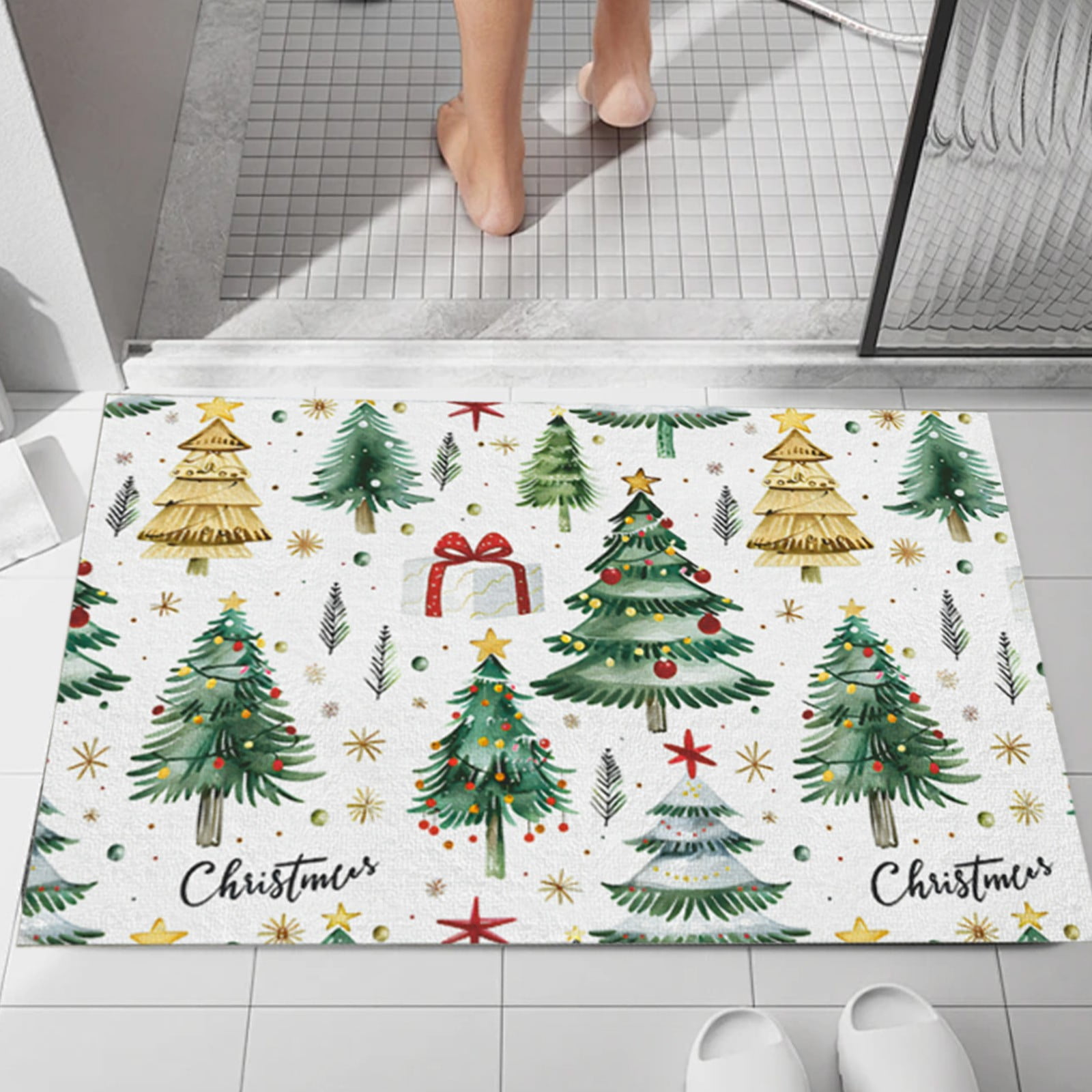 Lot De 3 Tapis De Sol Salle De Bain Motif Arbre De Vie - Absorbants, Antidérapants, Polyester Doux