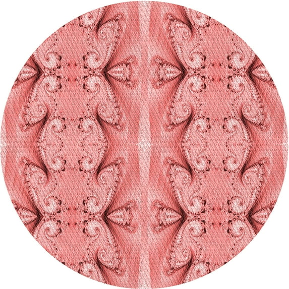 Ahgly Company Machine Washable Indoor Round Transitional Grapefruit Red Area Rugs, 5' Round