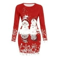 thumbnail image 4 of IWRICH Christmas Plus Size Dresses for Women 2025 Snowman Mini Bodycon Dress Long Sleeve Crewneck Xmas Party Sundress Christmas Clothes Red1 XXXL, 4 of 4