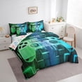 thumbnail image 3 of Castle Fairy Abstract Gradient Gamer Twin Bedding Sets 7-Piece for Children Teens,Geometric Plaid Bedding Comforter Set Microfiber,Futuristic Cubes Gamepads Breathable Sheet Sets, 3 of 8