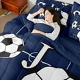 thumbnail image 4 of Castle Fairy Initial Alphabet J Boy Bedding Comforter Set 7 Pieces,Soccer Gamer Full Bedding Set Lightweight,Sport Theme Fitted Sheet Flat Sheet,Breathable Home Decor,Reversible, 4 of 8