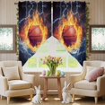 thumbnail image 5 of Swag Curtains Valances for Windows, Basketball on Fire Short Kitchen Window Curtains Over Sink, Water And Lightning Cafe Curtains Panel Set Of 2,Rod Pocket, 36 Inches Length, 5 of 9