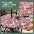 thumbnail image 5 of Round Outdoor Tablecloth with Umbrella Hole and Zipper, Pink Dog Paw Tablecloth with Elastic Waterproof, Modern Geometric Abstract Aesthetics Patio Table Covers for 55" - 60" Picnic Pool Tables, 5 of 9