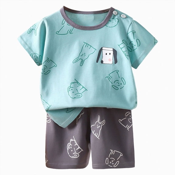 UAYOTSE Toddler Boy Casual Outfits Shark Print Short Sleeve T-Shirt Tee and Shorts 2 Piece Summer Clothes Set,Sizes 4-5 Years