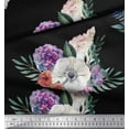 thumbnail image 3 of Soimoi Black Cotton Duck Fabric Leaves & Anemone Floral Decor Fabric Printed Yard 44 Inch Wide, 3 of 3