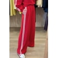 thumbnail image 5 of Fiery Red Varsity Striped Crewneck Pullover & Elastic Sweatpants 2-Piece Outfit | [ZhiHiMeRi] | L, 5 of 5